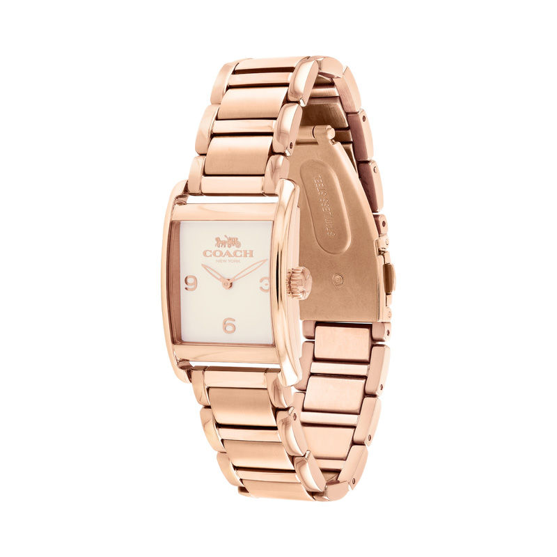 Ladies' Coach Renwick Rose-Tone Watch with Rectangular White Dial (Model: 14502838)