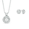 Thumbnail Image 0 of Lab-Created White Sapphire Love Knot Pendant and Earrings Set in Sterling Silver