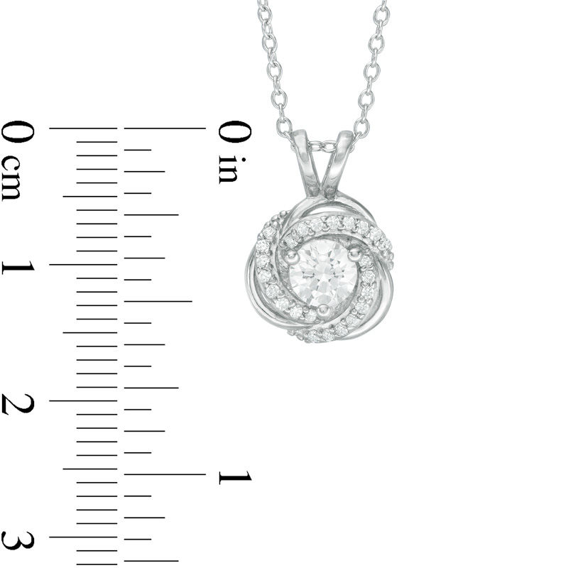 Main Image 2 of Lab-Created White Sapphire Love Knot Pendant and Earrings Set in Sterling Silver