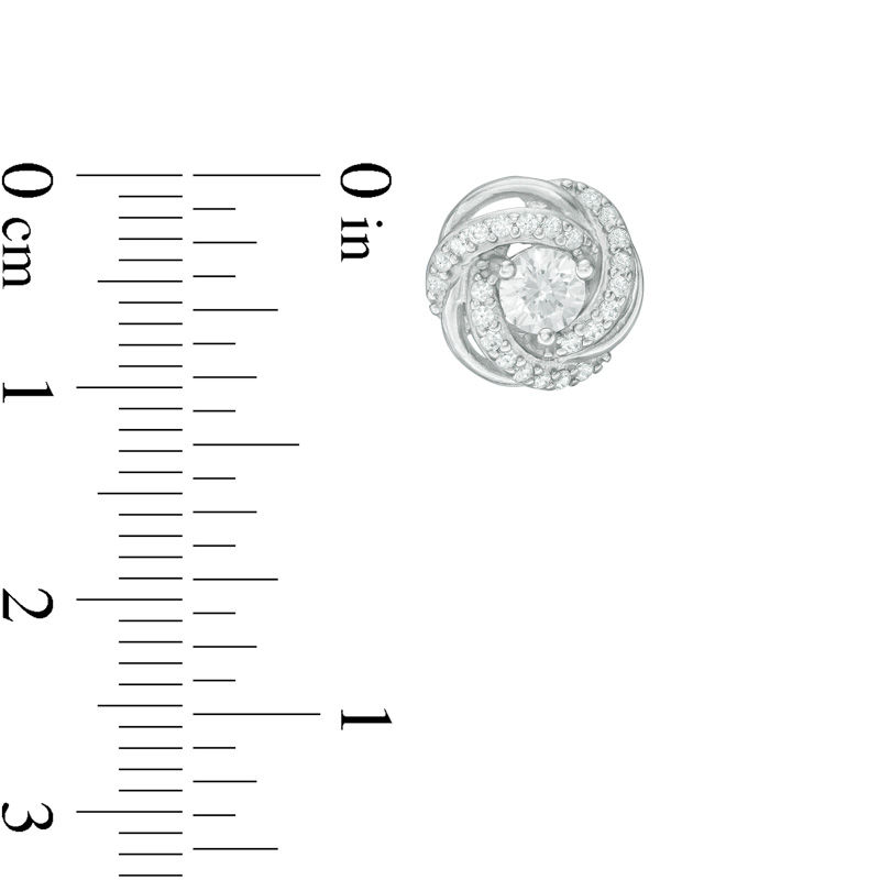 Main Image 3 of Lab-Created White Sapphire Love Knot Pendant and Earrings Set in Sterling Silver