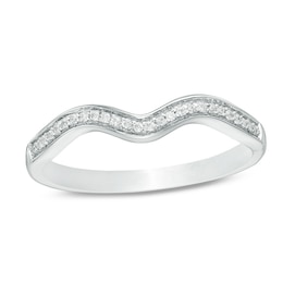 1/15 CT. T.W. Diamond Wavy Contour Wedding Band in 10K White Gold