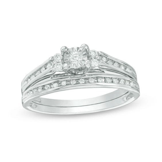1/4 CT. T.w. Diamond Duo-Sides Bridal Set in Sterling Silver