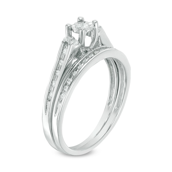 1/4 CT. T.w. Diamond Duo-Sides Bridal Set in Sterling Silver