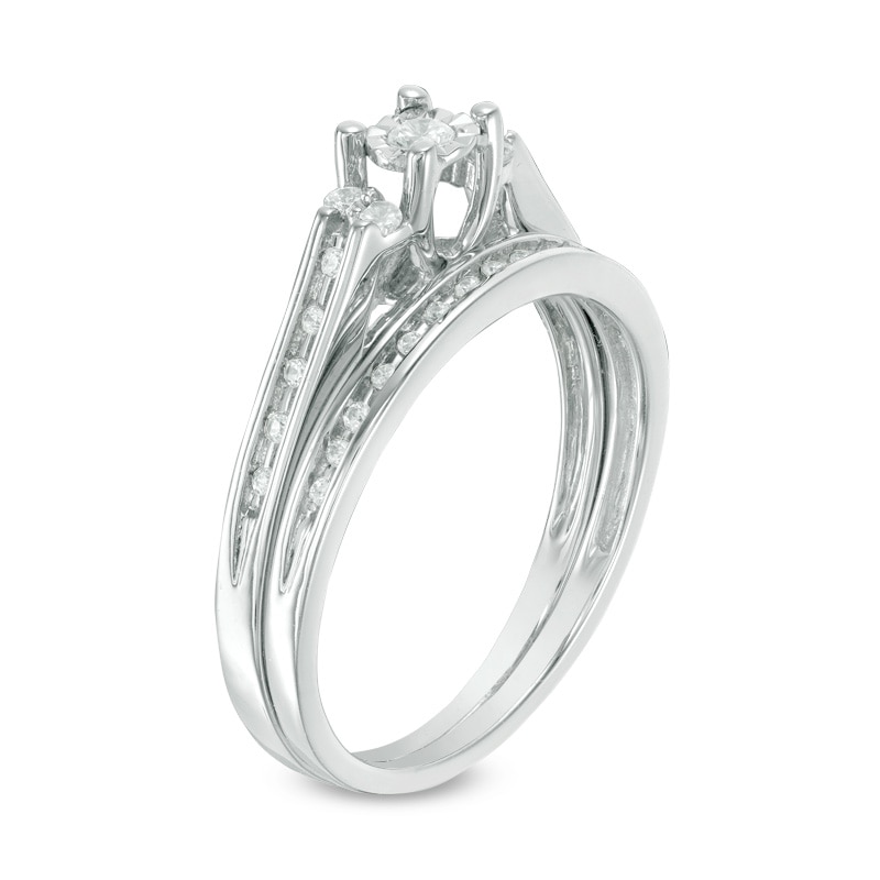 Main Image 2 of 1/4 CT. T.W. Diamond Duo-Sides Bridal Set in Sterling Silver