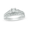 Thumbnail Image 1 of 1/4 CT. T.W. Diamond Duo-Sides Bridal Set in Sterling Silver