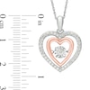 Thumbnail Image 2 of Unstoppable Love™ 3/8 CT. T.W. Diamond Double Heart Pendant in Sterling Silver and 10K Rose Gold