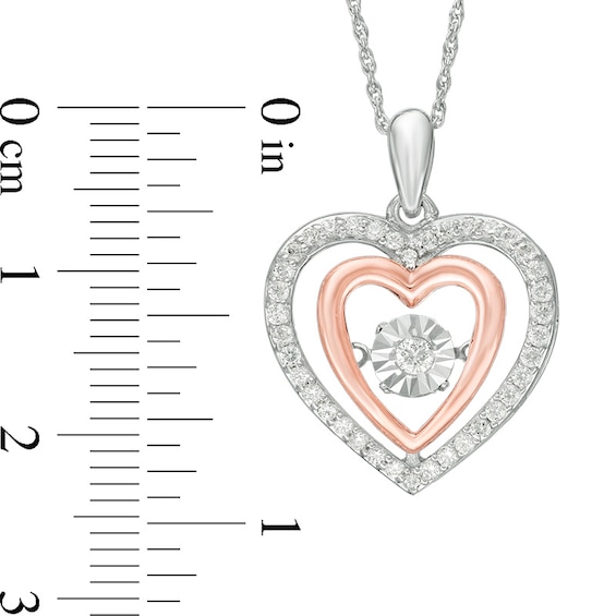Unstoppable Love™ 3/8 CT. T.w. Diamond Double Heart Pendant in Sterling Silver and 10K Rose Gold
