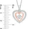 Thumbnail Image 1 of 0.37 CT. T.W. Diamond Double Heart Pendant in Sterling Silver and 10K Rose Gold
