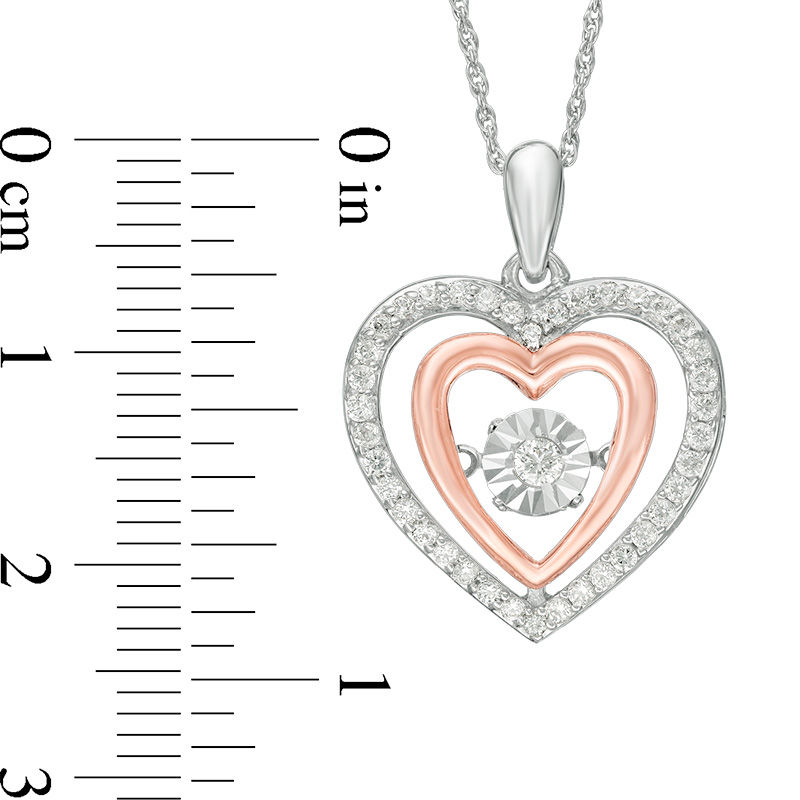 0.37 CT. T.W. Diamond Double Heart Pendant in Sterling Silver and 10K Rose Gold