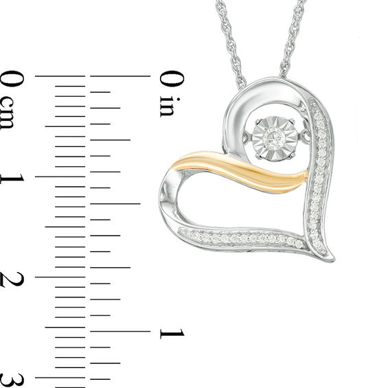 0.116 CT. T.w. Diamond Tilted Heart Pendant in Sterling Silver and 10K Gold