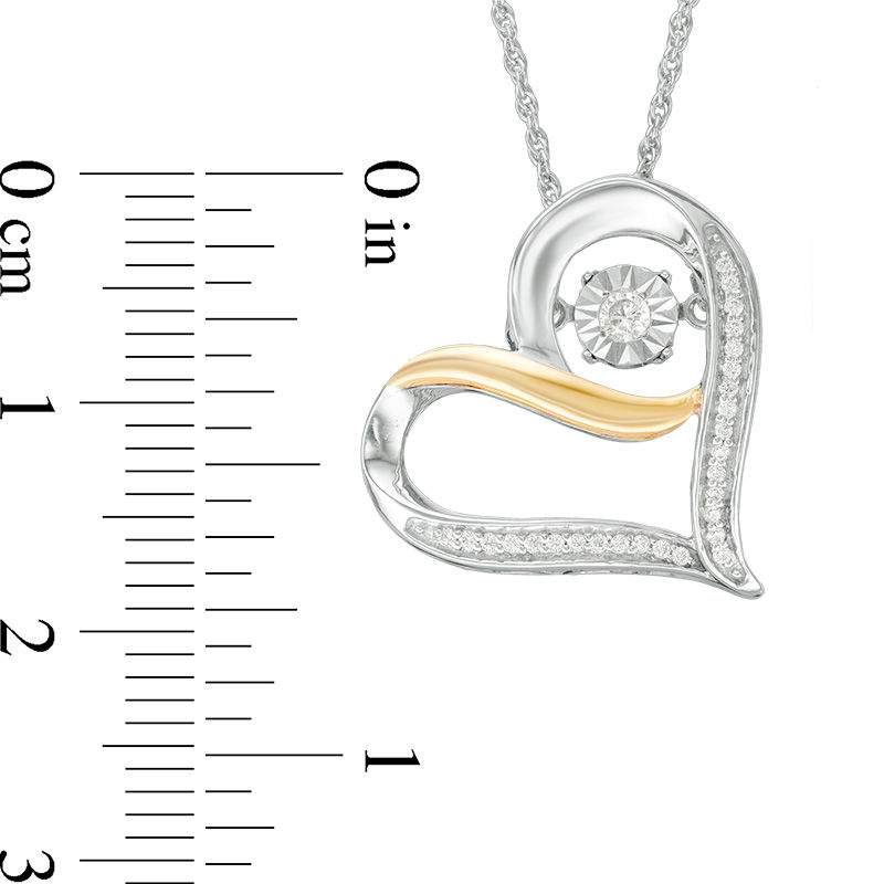 Main Image 2 of 0.116 CT. T.W. Diamond Tilted Heart Pendant in Sterling Silver and 10K Gold