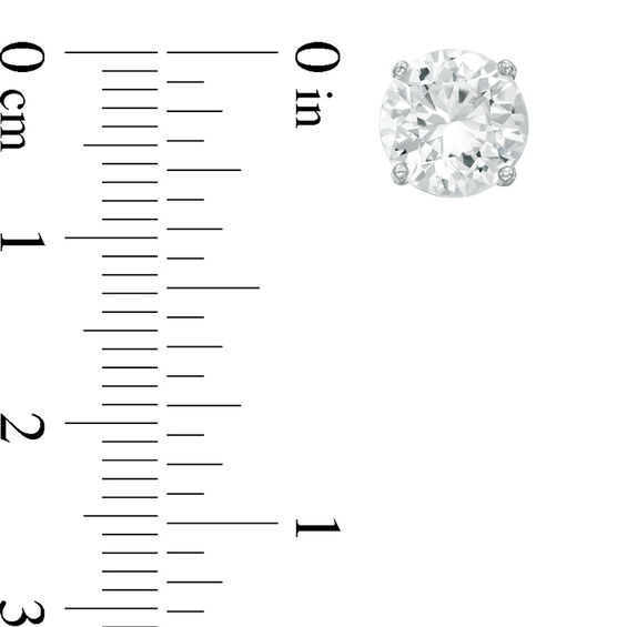Lab-Created White Sapphire Solitaire Stud Earrings Set in Sterling Silver