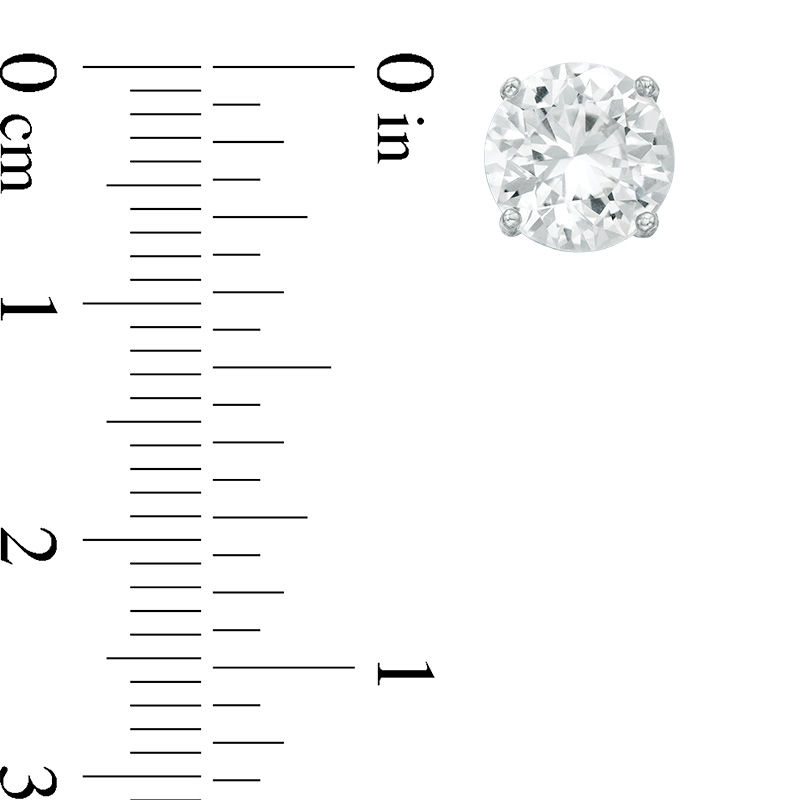 Lab-Created White Sapphire Solitaire Stud Earrings Set in Sterling Silver