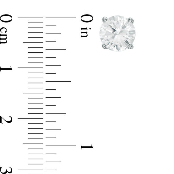Lab-Created White Sapphire Solitaire Stud Earrings Set in Sterling Silver