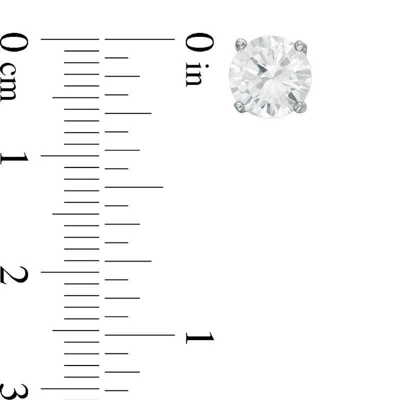 Lab-Created White Sapphire Solitaire Stud Earrings Set in Sterling Silver