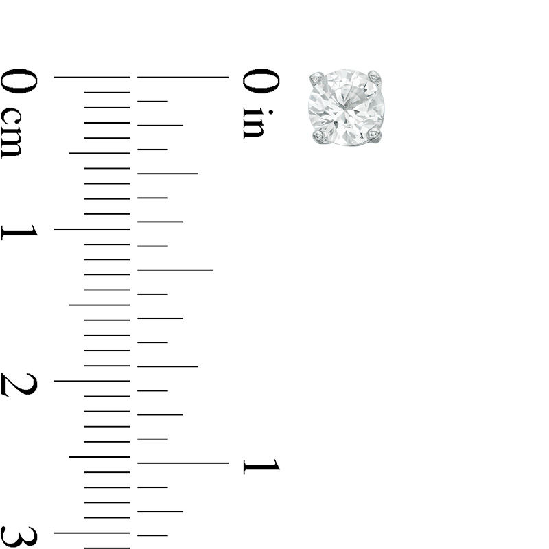 Lab-Created White Sapphire Solitaire Stud Earrings Set in Sterling Silver