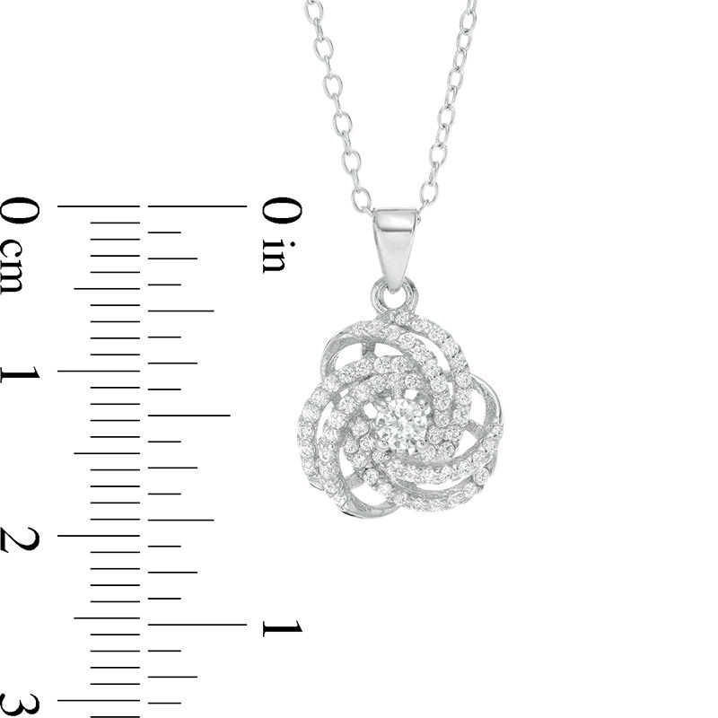 Lab-Created White Sapphire Orbit Love Knot Pendant and Stud Earrings Set in Sterling Silver