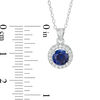 Thumbnail Image 2 of 6.0mm Lab-Created Blue and White Sapphire Pendant and Stud Earrings Set in Sterling Silver
