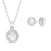 Thumbnail Image 1 of 6.0mm Lab-Created Opal and White Sapphire Pendant and Stud Earrings Set in Sterling Silver