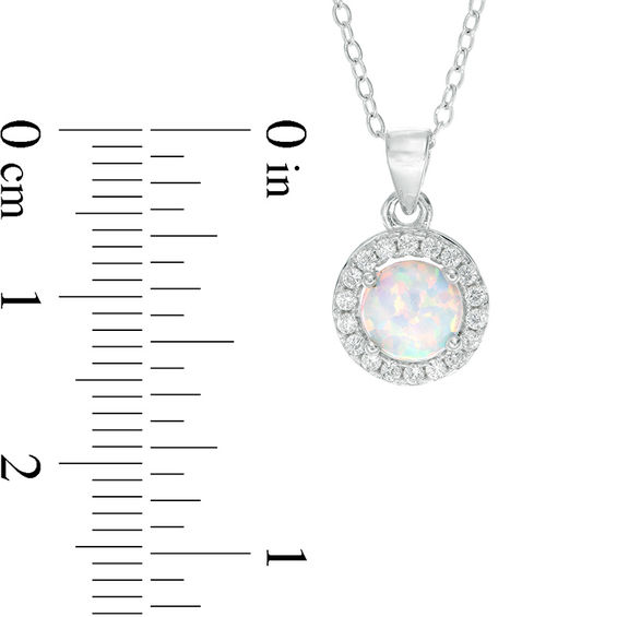 6.0mm Lab-Created Opal and White Sapphire Pendant and Stud Earrings Set in Sterling Silver