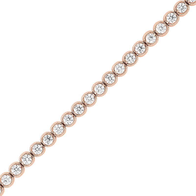 2 CT. T.W. Diamond Vintage-Style Tennis Bracelet in 14K Rose Gold