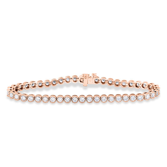 2 CT. T.W. Diamond VintageStyle Tennis Bracelet in 14K Rose Gold