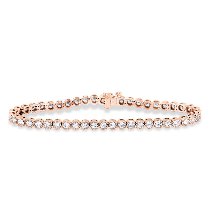 2 CT. T.W. Diamond Vintage-Style Tennis Bracelet in 14K Rose Gold