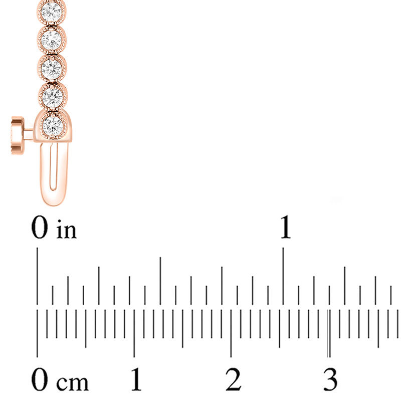 Main Image 3 of 2 CT. T.W. Diamond Vintage-Style Tennis Bracelet in 14K Rose Gold