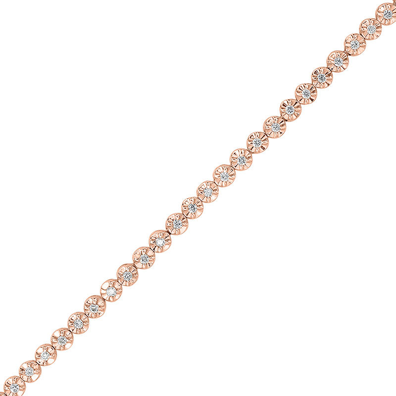 Diamond Accent Hearts Bracelet in Sterling Silver and 10K Rose Gold Plate -  7.25