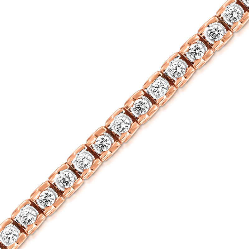 1 CT. T.W. Diamond Ribbon Tennis Bracelet in 14K Rose Gold