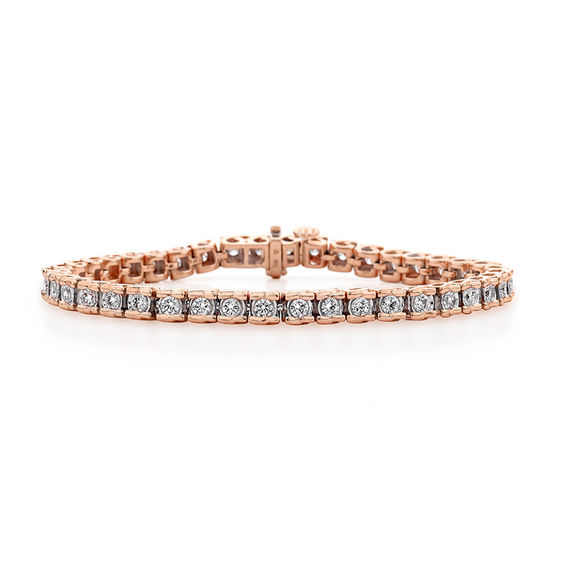 1 CT. T.w. Diamond Ribbon Tennis Bracelet in 14K Rose Gold