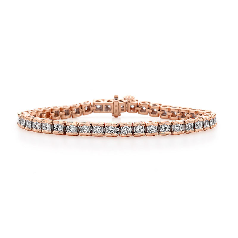 1 CT. T.W. Diamond Ribbon Tennis Bracelet in 14K Rose Gold