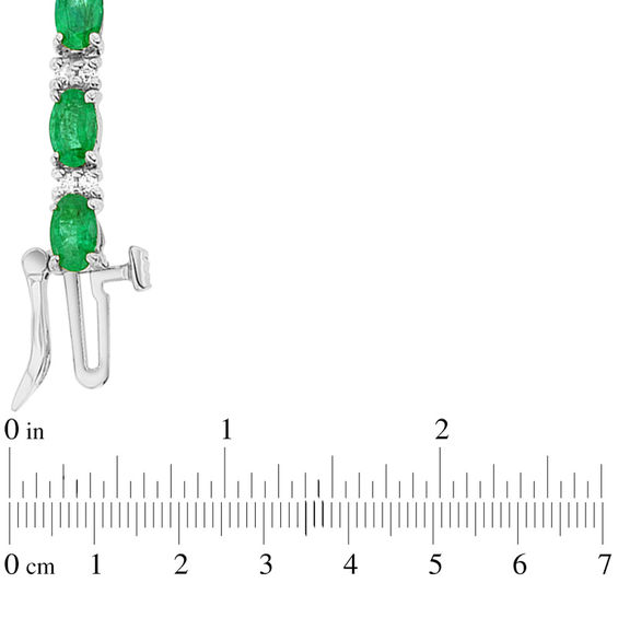 Oval Emerald and 1/2 CT. T.w. Diamond Tennis-Style Bracelet in 14K White Gold