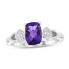 Thumbnail Image 0 of Cushion-Cut Amethyst and 1/15 CT. T.W. Diamond Vintage-Style Art Deco Ring in 14K White Gold