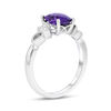 Thumbnail Image 1 of Cushion-Cut Amethyst and 1/15 CT. T.W. Diamond Vintage-Style Art Deco Ring in 14K White Gold