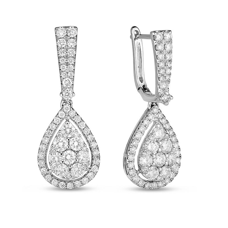 Main Image 1 of 1 CT. T.W. Composite Diamond Teardrop Frame Drop Earrings in 14K White Gold