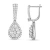 Thumbnail Image 2 of 1 CT. T.W. Composite Diamond Teardrop Frame Drop Earrings in 14K White Gold