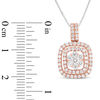 Thumbnail Image 2 of 1 CT. T.W. Composite Diamond Cushion Frame Pendant in 14K Rose Gold