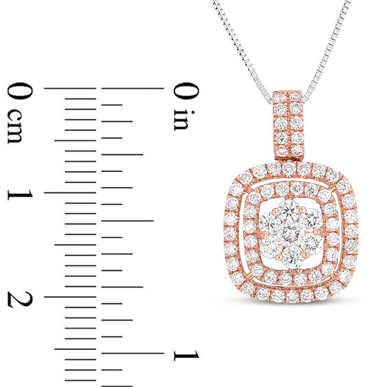 1 CT. T.w. Composite Diamond Cushion Frame Pendant in 14K Rose Gold