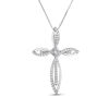 Thumbnail Image 1 of 5/8 CT. T.W. Princess-Cut and Round Diamond Looping Overlay Cross Pendant in 14K White Gold