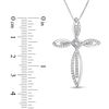 Thumbnail Image 2 of 5/8 CT. T.W. Princess-Cut and Round Diamond Looping Overlay Cross Pendant in 14K White Gold