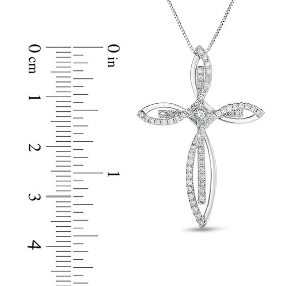 5/8 CT. T.w. Princess-Cut and Round Diamond Looping Overlay Cross Pendant in 14K White Gold
