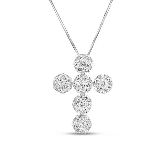 1 CT. T.w. Composite Diamond Cross Pendant in 14K White Gold