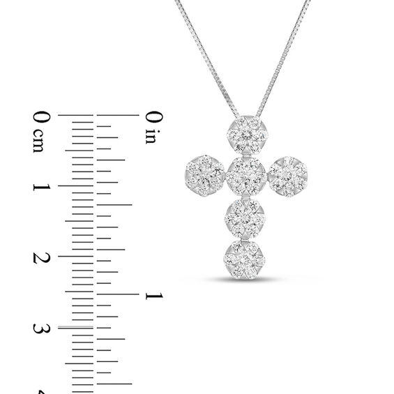 1 CT. T.w. Composite Diamond Cross Pendant in 14K White Gold