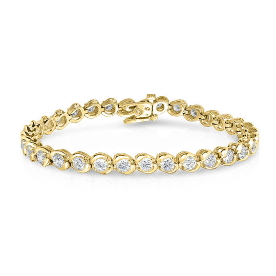 2 CT. T.w. Diamond Wave Tennis Bracelet in 14K Gold