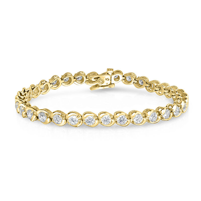 2 CT. T.W. Diamond Wave Tennis Bracelet in 14K Gold