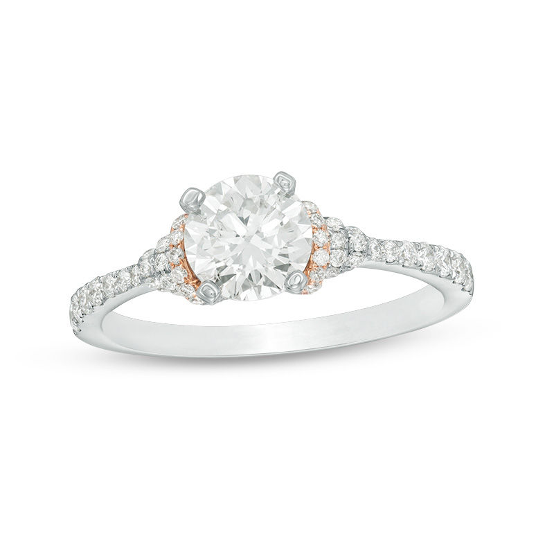 Main Image 1 of 1-3/8 CT. T.W. Diamond Double Collar Engagement Ring in 14K Two-Tone Gold