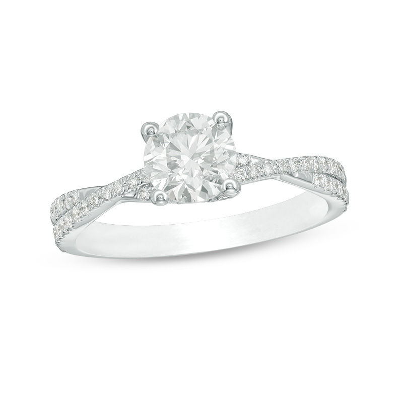 Main Image 1 of 1-1/3 CT. T.W. Diamond Twist Engagement Ring in 14K White Gold