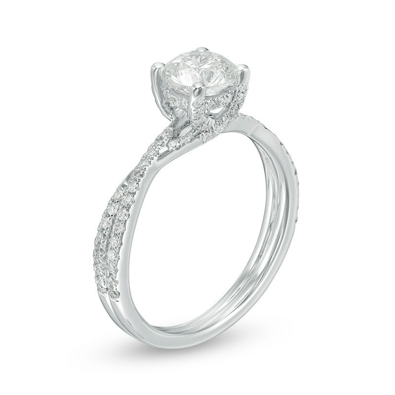 Main Image 2 of 1-1/3 CT. T.W. Diamond Twist Engagement Ring in 14K White Gold