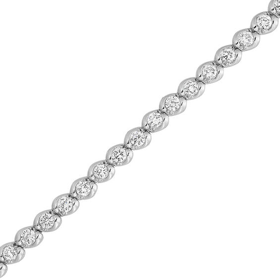 3 CT. T.w. Diamond Wave Tennis Bracelet in 14K White Gold